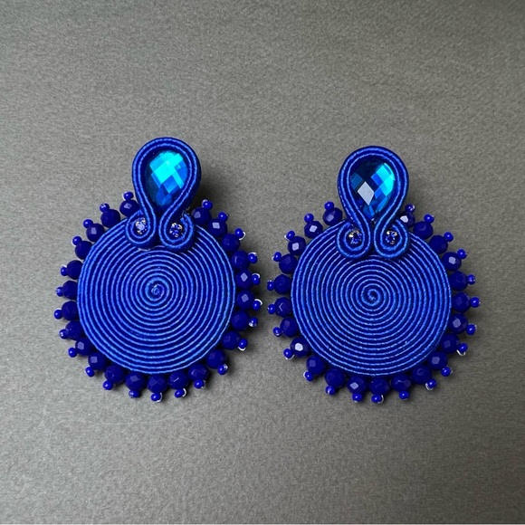 Elegant Royal Blue Stylish Earrings - Statement Glam Earrings - Trendy Earrings - Picture 1 of 8